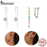 925 Silver Snowflake Ear Line Tassel Earrings