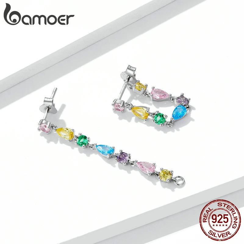 925 Silver Snowflake Ear Line Tassel Earrings