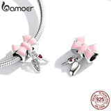 925 Sterling Silver Cartoon Car Key Charm Suv Pink Bicycle Minibus Bead