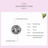 925 Silver Tree of Life Charm Bead for Bracelet Vintage Beads