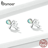 Vintage Ankh Cross Earrings Platinum Studs for Women