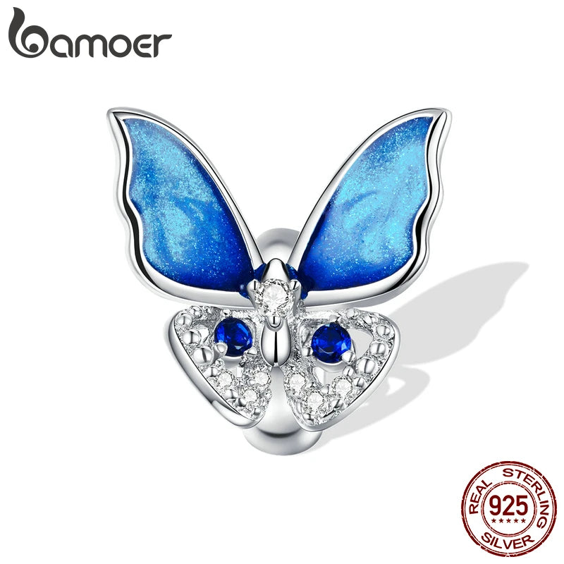 925 Silver Colorful Butterfly Metal Charm for Bracelet DIY Jewelry BSC405