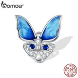 925 Silver Colorful Butterfly Metal Charm for Bracelet DIY Jewelry BSC405