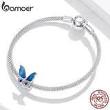 925 Silver Colorful Butterfly Metal Charm for Bracelet DIY Jewelry BSC405