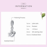 925 Sterling Silver Sloth Charm for Bracelet & Necklaces DIY