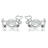 925 Silver Puppy Stud Earrings Plated Platinum Women Silver Jewelry