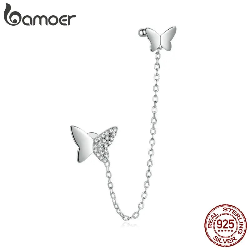925 Silver Butterflies Earrings Women Engagement Jewelry