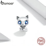 925 Silver Fox Charm Zircon Pendant for Bracelet Bangle DIY Gift SCC1808