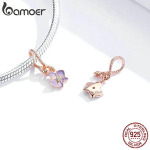 925 Silver Phalaenopsis Pendant Charm for Bracelet or Necklace