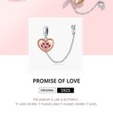 925 Silver Promise of Love Safety Chain Charm for DIY Bracelet BSC396