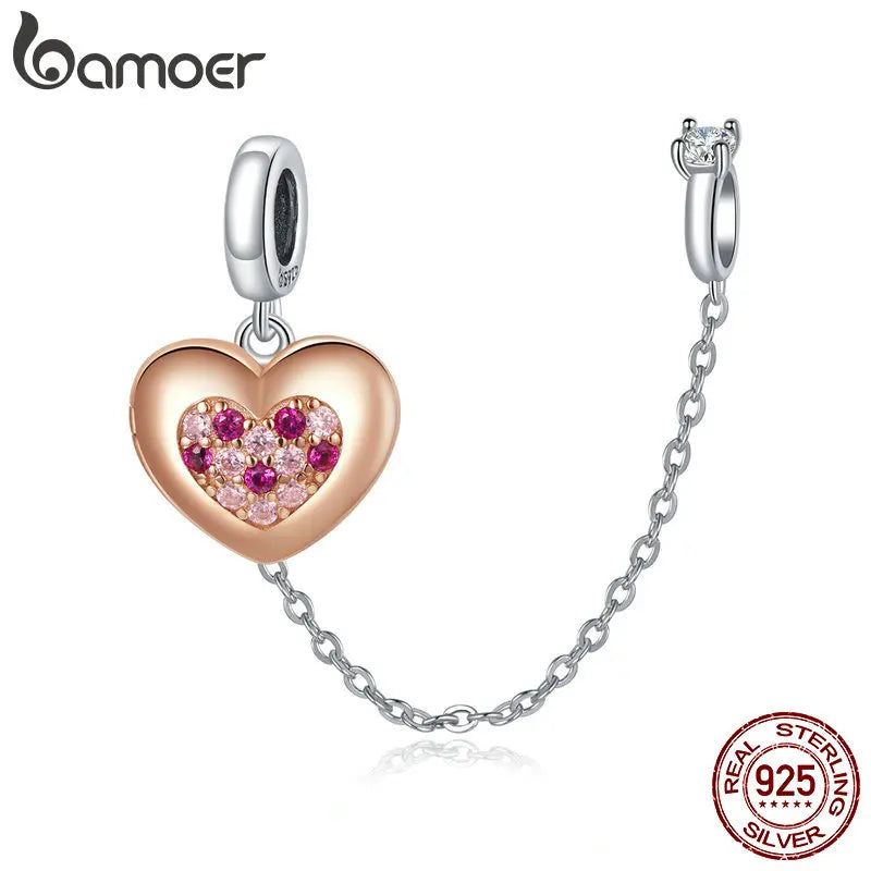 925 Silver Promise of Love Safety Chain Charm for DIY Bracelet BSC396