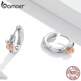 925 Silver Rose Vine Stud Earrings for Women and Men