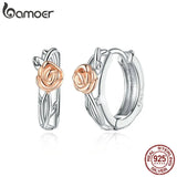 925 Silver Rose Vine Stud Earrings for Women and Men