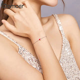 925 Silver Red Heart Chain Bracelet for Women Enamel Fine Jewelry