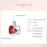 925 Silver Stethoscope Heart Charm for Bracelet Necklace