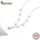 925 Silver Moon & Star Pendant Necklace for Women SCN420