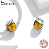 Bee Honey Jar 925 Sterling Silver Charm Golden Oil Bead Bracelet DIY Jewelry