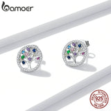 Colorful Tree of Life Silver Earring Stud Jewelry