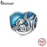 Mermaid Heart 925 Sterling Silver Charm Pendant for Bracelet Making