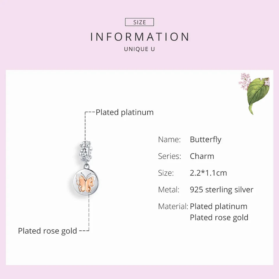 Biocolor Rose Butterfly Pendant Charm for Women