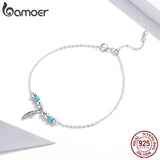 Bohemia Feather Silver Chain Bracelet 925 Sterling Silver Jewelry SCB181