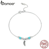 Bohemia Feather Silver Chain Bracelet 925 Sterling Silver Jewelry SCB181