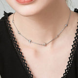 CZ Link Chain Necklace Choker 925 Sterling Silver Jewelry