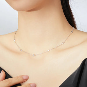 CZ Link Chain Necklace Choker 925 Sterling Silver Jewelry