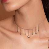CZ Link Chain Necklace Choker 925 Sterling Silver Jewelry