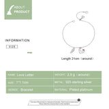 CZ Love Letter Link Chain Bracelets 925 Sterling Silver Charms Anniversary