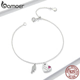 CZ Love Letter Link Chain Bracelets 925 Sterling Silver Charms Anniversary