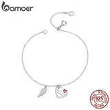 CZ Love Letter Link Chain Bracelets 925 Sterling Silver Charms Anniversary