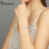 CZ Love Letter Link Chain Bracelets 925 Sterling Silver Charms Anniversary