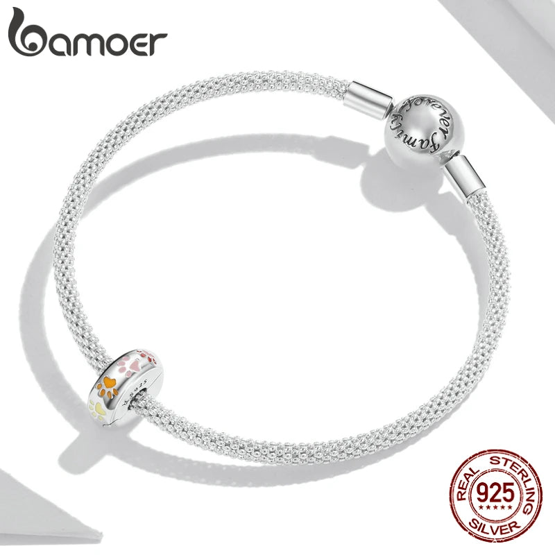 Colorful Paw Clip Stopper 925 Sterling Silver Charm Bead for Bracelet