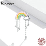 Rainbow Smile 925 Sterling Silver Rainy Cloud Zircon Charm Bracelet DIY Jewelry