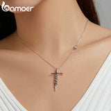 Cross Faith Crystal 925 Silver Necklace Choker Jewelry BSN231
