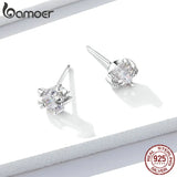 Cat Ear Stud Earrings Sterling Silver Clear CZ Jewelry BSE205