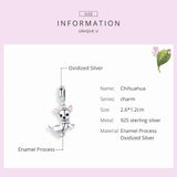 Chihuahua Dog Pendant Charm Silver 925 Pink Enamel Ear