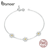 Daisy Flower Link Bracelet 925 Sterling Silver Lovely Anti-allergy Gift SCB165