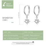 Sterling Silver Dangle Earrings with Bright Stars Charm for Women