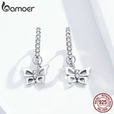 Sterling Silver Butterfly Hoop Earrings Wedding Jewelry SCE833
