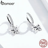 Sterling Silver Butterfly Hoop Earrings Wedding Jewelry SCE833