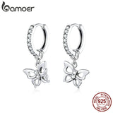 Sterling Silver Butterfly Hoop Earrings Wedding Jewelry SCE833