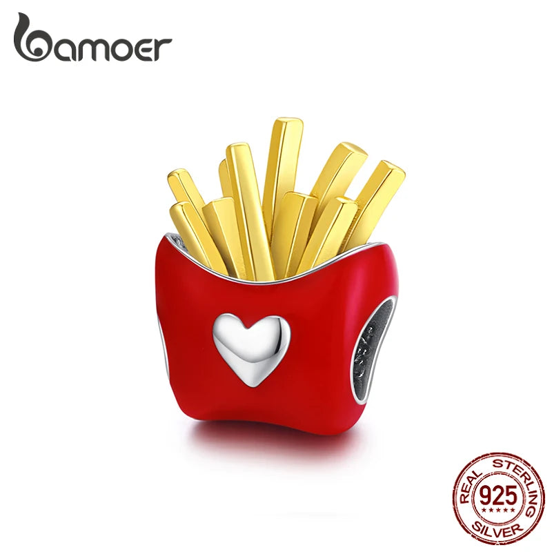 Fries Metal Beads Sterling Silver Enamel Charm for Bracelet DIY