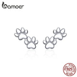 925 Sterling Silver Dog Paw Stud Earrings