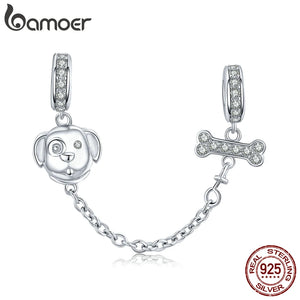 925 Sterling Silver Safety Chain for Bracelet with Silicone Stopper
