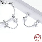 925 Sterling Silver Safety Chain for Bracelet with Silicone Stopper