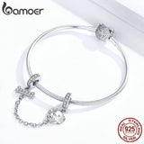925 Sterling Silver Safety Chain for Bracelet with Silicone Stopper