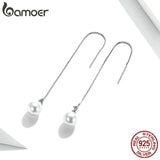 Long Tassel Ear Cords Shell Pearls Sterling Silver Drop Earrings