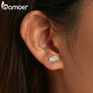 Sterling Silver Sloth Stud Earrings for Women Girls Animal Gift
